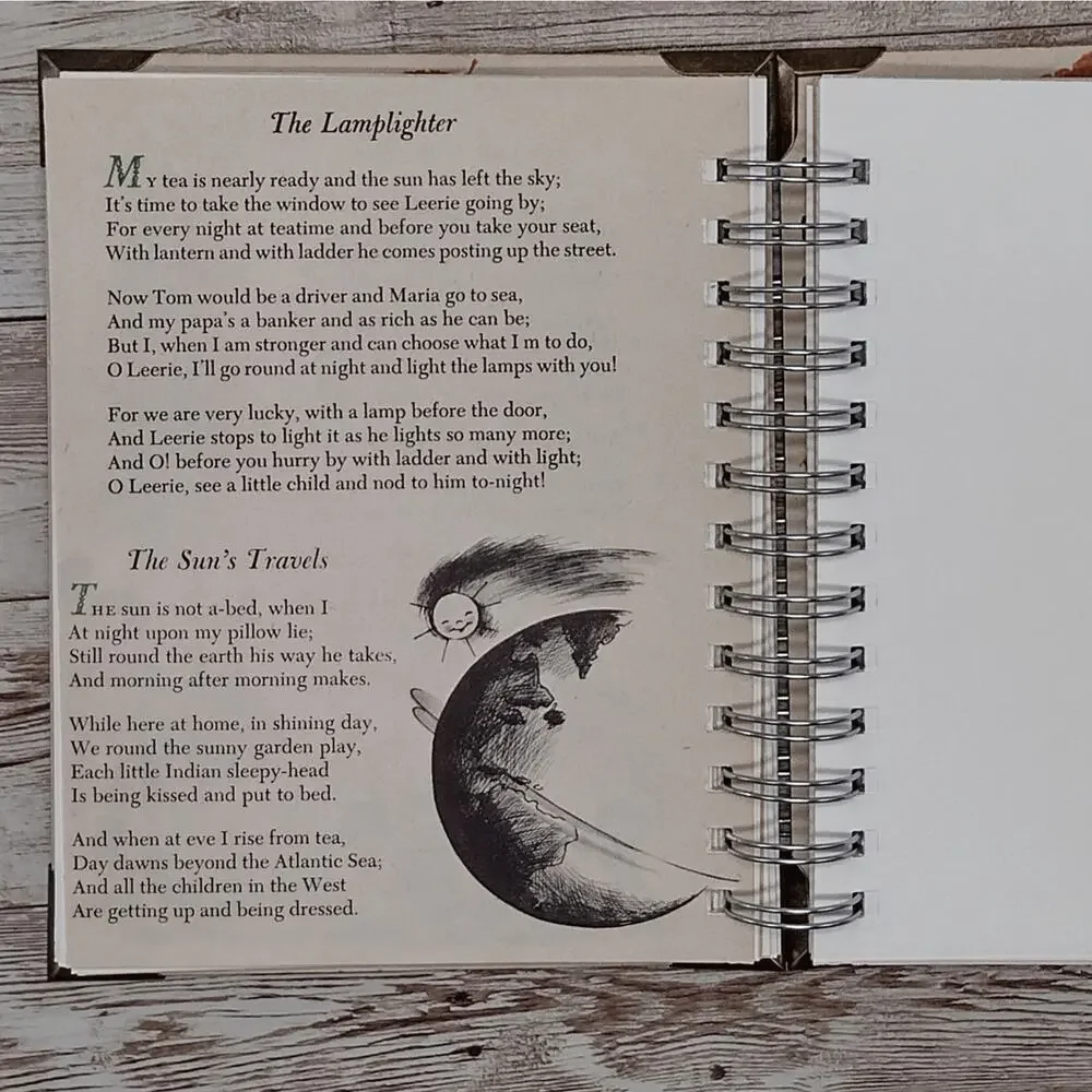 Recycled Spiral Notebook Diary, A Child's Book of Verses, Altered Book Journal